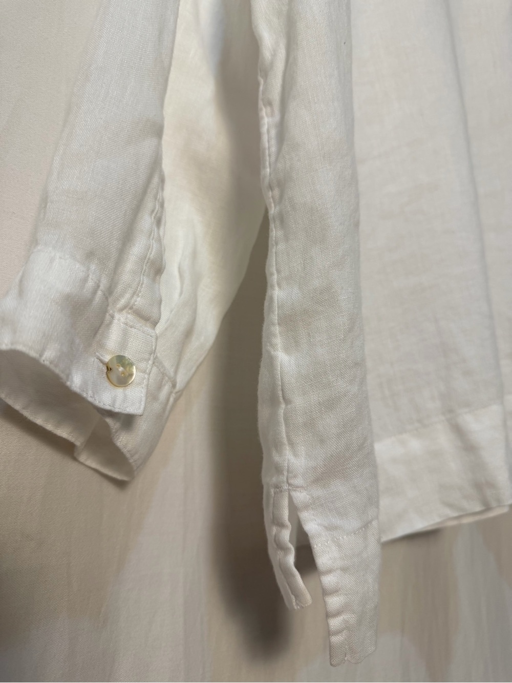 J.Jill 100% Linen Tunic Top Pintuck V neck w. Mother of Pearl Buttons -White- XL - Picture 3 of 10